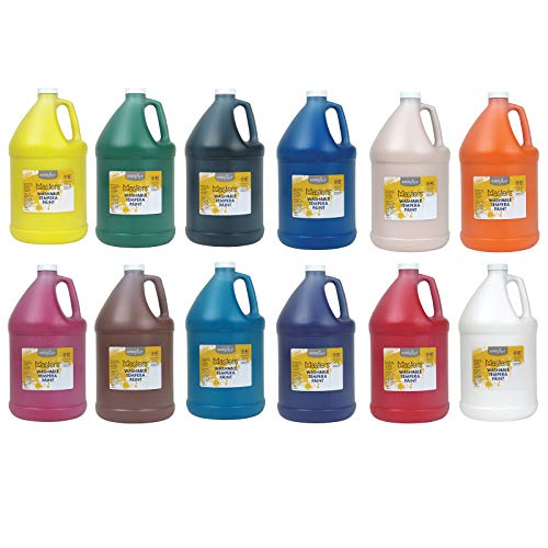 Handy Art 12 Colors Little Masters Washable Tempera Paint, 128 Ounce, Bottles