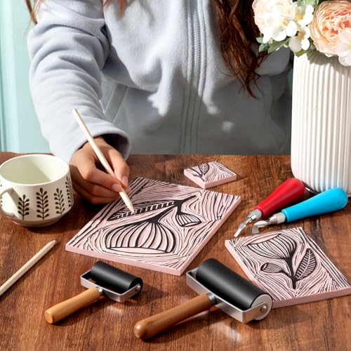 Gaillty Linocut Kit for Beginners, Carving Blocks & Tools Set for DIY Printmaking, 12 Pcs 2'' x 2'', 6 Pcs 4'' x 6'', 2 6'' x 8'' Blocks 3 Sizes for Practice & Creative Projects (Ink Not Included)