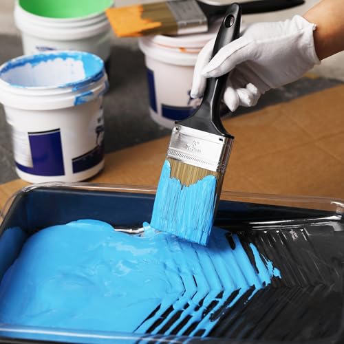 Bates- Paint Brushes, 3-Inch, 6 Pack, Plastic Handle Flat Paint Brushes | for Walls, Furniture, Wood Surfaces, Interior Painting & Home Improvement Projects