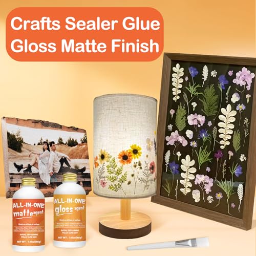 1DFAUL Crafts Sealer Gloss Matte Finish, 400ml All Purpose Craft Glue | All in One Craft Glue, Varnish & Finish, for Wood, Paper, Acrylic Paints, Ceramics, Fabrics, Clay - style: A3 Gloss+Matte