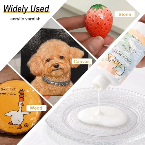 EIGTWEN Gloss Varnish for Acrylic Painting, 100ml Clear Acrylic Varnish Gloss Keeps Paintings from Yellowing, Cracking, Maintains Permanent Color - size: gloss