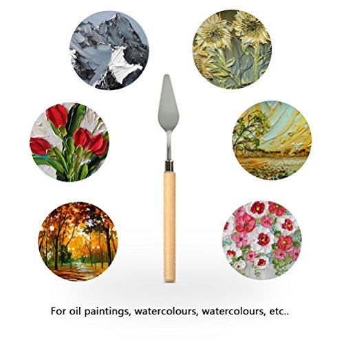 FOCCTS 13 Pcs Palette Knife Set, Stainless Steel Spatula Knives, Wooden Handle Painting Pallet Knife Set for Oil, Acrylic Mixing, 13 Distinctive Blade Shapes