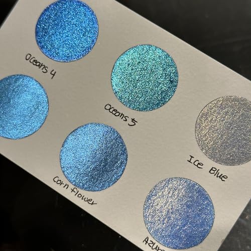 IUILE Handmade Watercolor Paints - Blue Half Pan Set (6 colors) - color: Blue