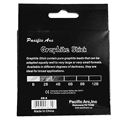 Pacific Arc Graphite Stick: set, artists - (one each 12B,10B,8B,6B,4B,2B) set: 6-piece