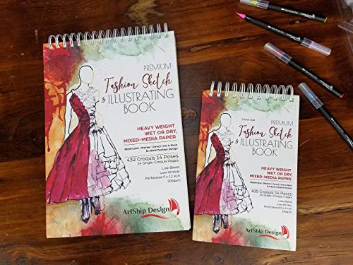 Fashion Sketchbook 432 Figure Templates, Premium Hardcover, Heavy-Weight Multi-Media Paper (9x12 in)
