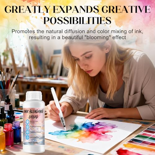 JAOJAO Alcohol Ink Blending Solution, 100ml Ink Medium Liquid, Water Pen | Control Diffusion, Enhance Gloss, Save Ink, Enrich Visual Layers, for Art Painting, Resin, Fluid Art Supplies