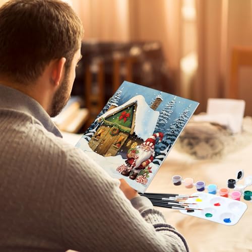 6 Pack Pre Drawn Canvas for Painting Pre Printed Canvas Kit 8 x 10 Inch Stretched Cotton Paint and Sip Set for Adults Couple Party Graduation Summer Date Night(Merry Xmas) - style: Merry Xmas