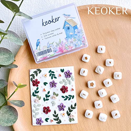 Keoker Mini Polymer Clay Cutters - 15 Shapes Mini Flower Polymer Clay Cutters for Earrings Making, Leaf Clay Earring Cutter Set, Clay Cutters for Polymer Clay Jewelry