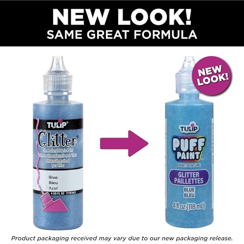 TULIP Puff Paint Glitter Blue 4 Fl Oz (Pack of 1) - color: GLITTER BLUE, size: 4 Fl Oz (Pack of 1)