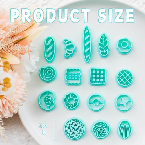 TAINSKY 16-Shape Bread Clay Cutters for Earrings & Snacks, Polymer Jewelry Design