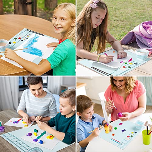 Silicone Art Mat with Cup, Painting Mat for Crafts Resin Casting, Artist Mat with Pen Holders for Kids Gift, Clay, DIY Creations and Play Doh, Christmas Gift for Kids (Blue) - color: Blue