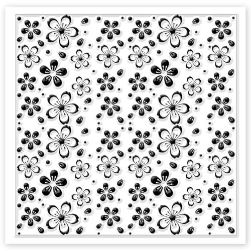 CHGCRAFT Cherry Blossoms Polymer Clay Texture Sheets Flowers Texture Silicone Clay Texture Stamp Clay Modeling Pattern Pad Texture Sheets for Earrings Jewelry Making - style: Cherry Blossoms