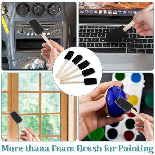 cobee 5Pcs Foam Paint Brushes, Foam Brushes for Painting, 1 Inch Paint Brush Sponge Paints Brushing, Wooden Handles Brush for Painting, Staining, and DIY Crafts(1 Inch)