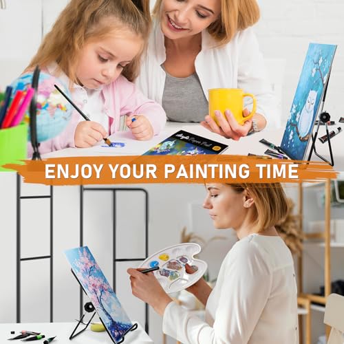 Nicpro 68PCS Acrylic Paint Canvas Set for Adults, Art Painting Supplies Kit with 24 Acrylic Paints,Table Easel,8 Canvas Panels,12 Brushes,Paper Pad,Cleaning Cup, Sponge, Palette for Beginner Artist - color: 24 colors
