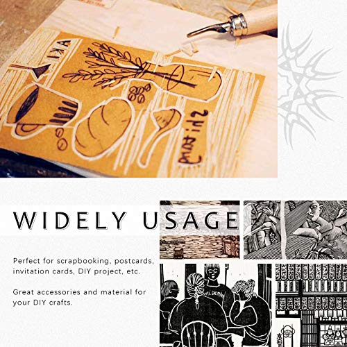 Swpeet 24Pcs Block Printing Starter Tool Kit, Rubber Stamp Carving Blocks, Ink Roller, Carving Tools, Gloves, Tracing Papers and Ink Mixing Tray for Stamp Carving