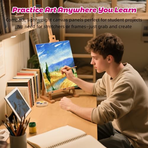 10 Pack 12x16 Canvas Panels for Acrylics & Oils, 100% Cotton, Triple Primed, Acid-Free & Non-Toxic, No Warp, Lightweight Art Boards for Home Decor, Classroom, Gifts, Ideal for Kids, Adults & Artists - size: 12x16" - 10Pack
