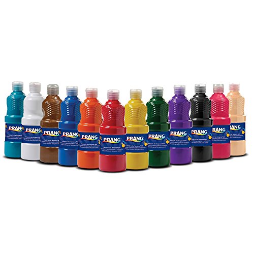 PRANG Ready-to-Use Tempera Paint, Assorted 12 Color Set, 16 oz., 12 Bottles