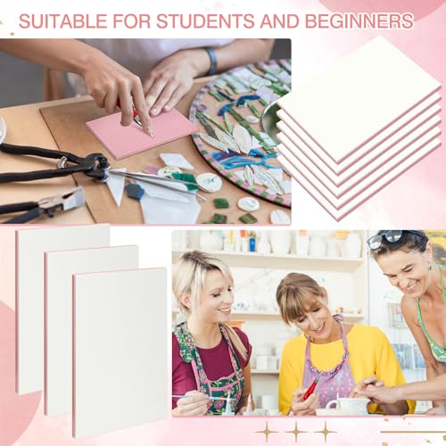 Frienda 50 Pack Rubber Carving Blocks 4 x 6 Inch, Rubber Stamp Carving Blocks for Printmaking, Printing, DIY Craft Project, Soft Block Stamp for Beginners and Professional (White & Pink) - color: White & Pink