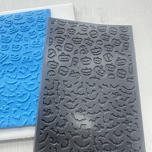 Polymer Clay Texture Mat for Polymer Clay Earrings Making Pumpkin Bats Texture Sheet Impressions DIY Tools for Pottery Earrings Jewelry Making DIY Craft Supply