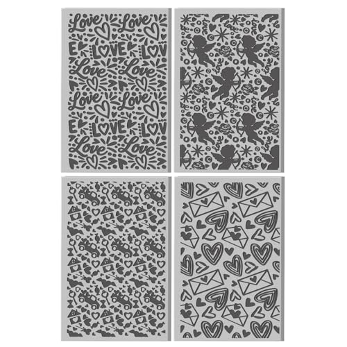 CHGCRAFT 4 Pcs Valentine's Day Polymer Clay Texture Sheet Love and Heart Cupid Mail Rubber Clay Texture Mat for Polymer Clays Making Earrings Jewelry DIY Crafts 3.9x2.6inch - style: Cupid Pattern