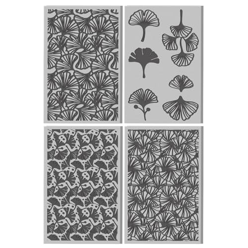 4 Sheets Ginkgo Leaves Clay Texture Mat Plants Polymer Clay Texture Sheets DIY Tools for Pottery Earring Jewelry Making Stamp Engraving Machines, 3.9x2.6inch - style: Ginkgo Leaves