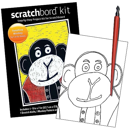 Ampersand Art Supply Scratchbord | Sunshine Monkey | 5’’ x 7’’ | Professional Scratchboard Art Panel | for Scratchboard Drawing, Illustration & Mixed Media - style: Sunshine Monkey