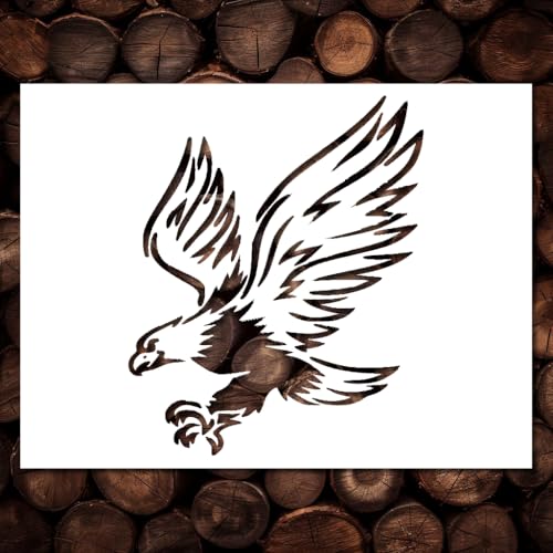 8.5"x11" Eagle Stencil Template - Reusable Bird Eagles Birds Street Graffiti Art Stencils for Painting on Wood, Glass, Wall Rock, Walls, Canvas, Glassware, Spray Painting, Airbrushing, Crafts