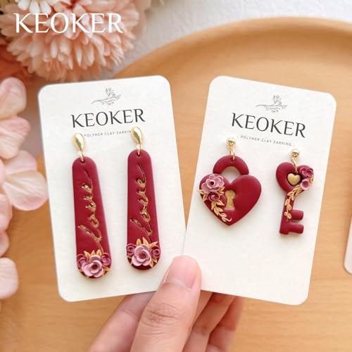 KEOKER Valentines Day Polymer Clay Cutters, Valentines Polymer Clay Cutters for Earrings Making, 20 Shapes Valentines Earring Clay Cutters, Heart Clay Cutters for Polymer Clay Jewelry (ALL2) - color: ALL2