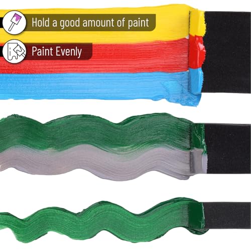 Bates Foam Paint Brushes, 120 Pack, 1" & 2", Sponge Brushes for Painting, Staining, and Mod Podge - Paint Sponges - color: Black, size: 1”, 2”, 120 Pack