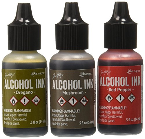 Tim Holtz Alcohol Ink .5oz 3/Pkg, Tuscan Garden-Red Peppr/Mushroom/Oregano