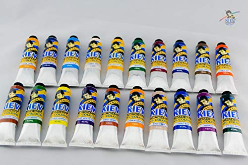 Professional quality oil paint, heavy body oil paint for texture, Kiev Academy West, professional set of 20 colors/tubes (45ml tubes). Excellen for wet into wet painting and heavy textural techniques