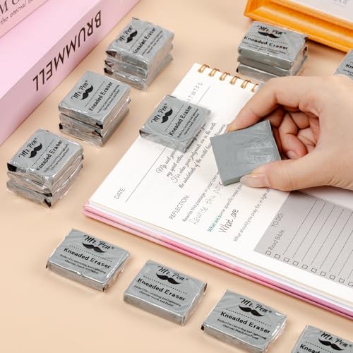 Mr. Pen- Kneaded Erasers, 1.37" x 1.7", 24 Pack, Gray | Soft Moldable Art Erasers for Charcoal, Graphite & Pastel Drawing, Precision Highlighting, Smudge Control - color: Gray, size: 24 Pack, 1.7" x 1.37"