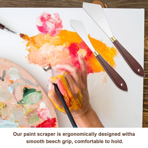 JJUNW 2Pcs Palette Knife Set, Stainless Steel Pallet Knives, Scraper Painting Knife Wooden Handle Palette Knife Baking, for Oil Canvas Acrylic Painting Supplies