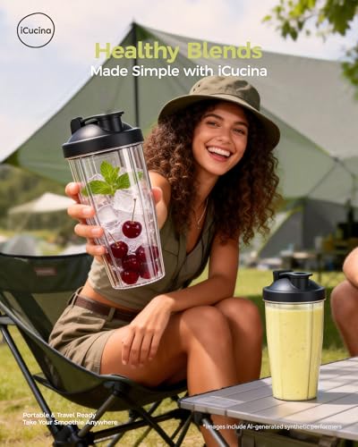ICUCINA - 28 Oz Blender Cup Replacement with To-Go Lids, Cups for Protein Shakes, BPA Free Smoothie Cups (Pack of 2) - size: 28 Ounces