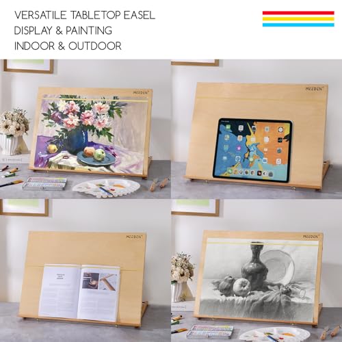 MEEDEN A2 Wooden Tabletop Easel for Painting, 5-Position Adjustable Drawing & Sketching Board with Shoulder Strap, Portable Beechwood Desktop Art Easel Stand for Adults, Artists, Beginners & Student - size: A2(25 8/9 L * 16 1/4W)