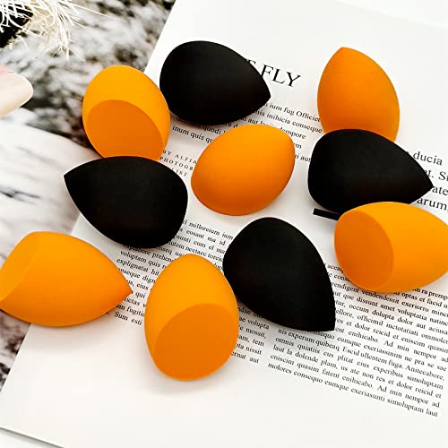 12 Pieces Professional Makeup Sponge Set,Latex Free Flawless Soft Setting Face Puffs,Makeup Blending Sponge Cosmetic Applicator for Powder,Liquid,Facial Makeup Tools - color: 12Pcs Black+Orange