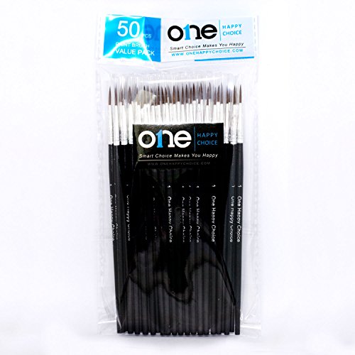 50 Pcs Pack of Synthetic Fine Detail Paint Brushes Set for Miniature, Scale Model, Art Painting in Acrylic, Oil, Watercolor - Pointed Round (Size #1 (Large)) - size: Size #1 (Large)
