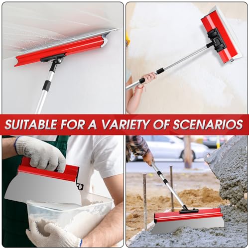 suokoun Drywall Skimming Blade Set, 10, 16 & 24 Inch Skimming Blade with 28-62 Inch Extension Handle, Professional Drywall Finishing Tools for Drywall/Wallboard - size: 10+16+24inch