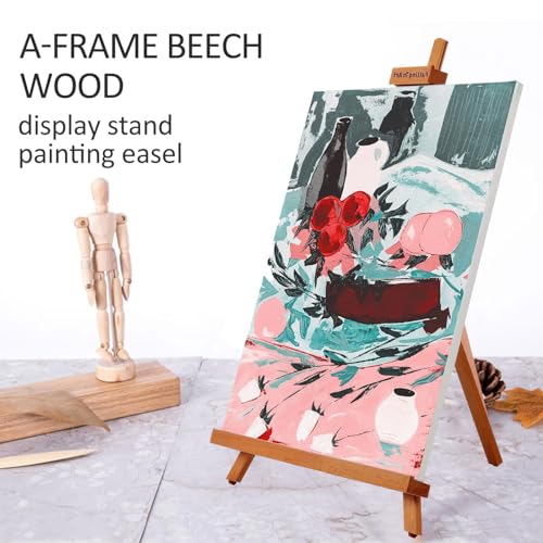 Falling in Art Beechwood 25" Tabletop Easel Display Stand for Painting - Holding Canvas Up to 22 1/2 Inches High, A-Frame Artist Tripod with Rubber Feet, Portable Photo and Sign Holder - size: 1 Pack
