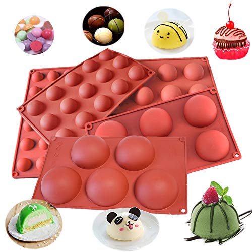Semicircle Silicone Mold,Shxmlf Half Sphere Chocolate, Candy Gummy Dome Molds Teacake Bakeware Set for Cake Decoration Mousse Jelly Bombe Cupcake Baking Mould (5PACK) - size: 5PACK