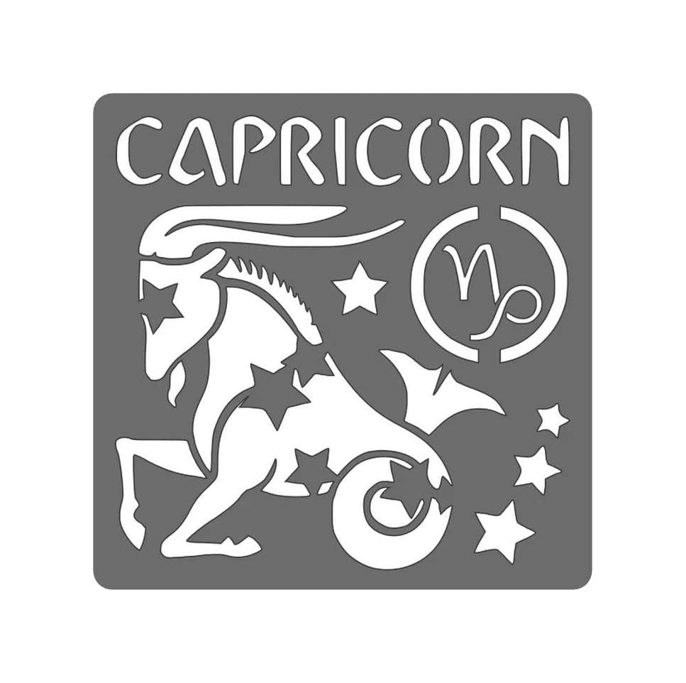 Zodiac Capricorn Reusable Sturdy Stencil Clear Plastic Sheet Template Cutout 6 Mil Translucent for Airbrush Painting Wall Drawing 1-5.5x5.5 inch Stencil, TA-85