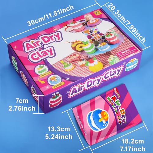 ifergoo Air Dry Clay Kit for Kids - Cakes Modeling Clay, Includes 6 Dessert Designs and Display Stand, DIY Art & Crafts School Projects, Home Party Kids Toys, Holidays Gifts for Age 3-12 Girls & Boys - color: Cakes Kit