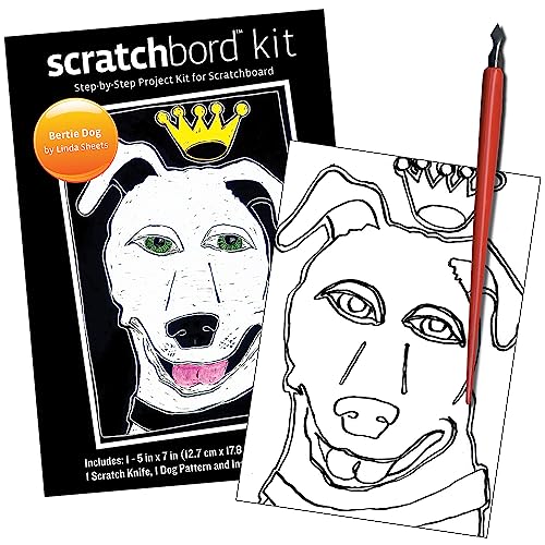Ampersand Art Supply Scratchbord | Bertie Dog | 5’’ x 7’’ | Professional Scratchboard Art Panel | for Scratchboard Drawing, Illustration & Mixed Media - style: Bertie Dog