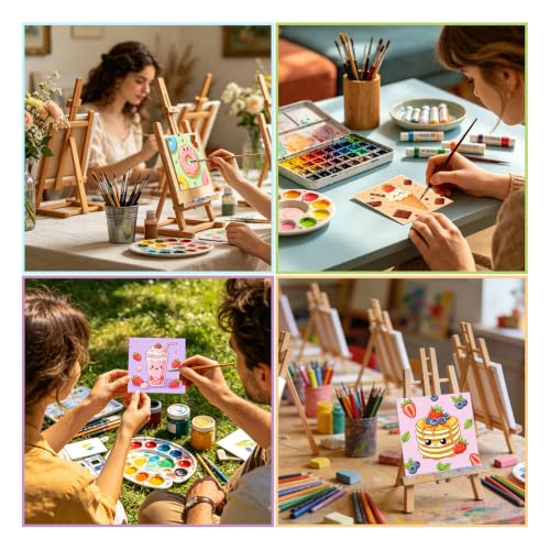 12 Packs Food-Themed Pre Drawn Canvas to Paint, Pre Printed Canvas for Painting, Pre Stretched Canvas Outline Painting Boards for Beginners, Students, Party Favors(4 * 4inch) - color: food