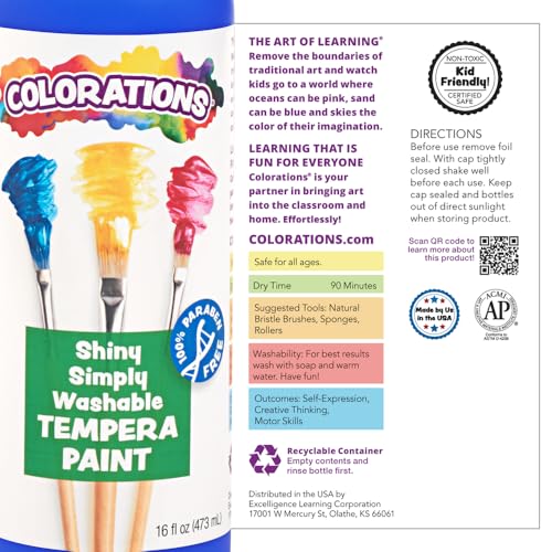 Colorations SSWTGR Simply Shiny Washable Tempera, Green - 16 oz. - color: Green