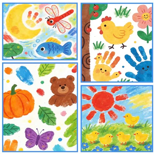 ABEIER Washable Kids Paint, Safe Non-Toxic Finger Paint, 12 Vibrant Colors(2 fl oz) with 3 Paint Brushes, Mess-Free Arts & Crafts Supplies for Toddlers & Grandkids, Ages 3, 4, 5