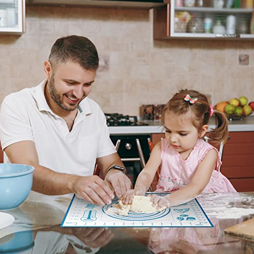 Silicone Baking Mat with Measurements, Pastry/Fondant/Dough Rolling Counter/Oven Liner Mat, 20''(W)28''(L) Blue - color: Blue, size: 28"L x 20"W