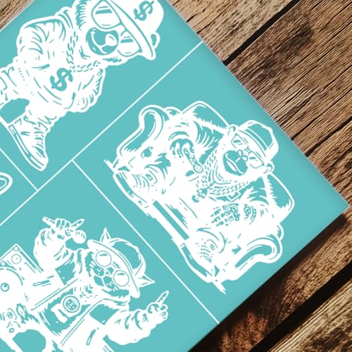 2 Sheets Trendy Animals Silkscreen Stencil, Fashion Bear Rabbit Cat Gorilla Tiger Reusable Stencils Templates Self-Adhesive Silk Screen Printing for Wall Border Wood Fabric Decor - style: Trendy Animals