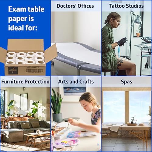 Medline Medical Exam White Crepe Table Paper, 20" x 125' and Durable for Healthcare Needs, Case of 12 Rolls - size: 20 inches x 125 feet, Case of 12 Rolls