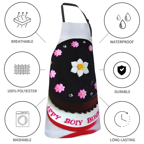 Round watercolor painting Heavy Duty Waterproof Apron with Pockets for AdultsResistant Grilling, Gardening, Painting - color: Black Chocolate Cake